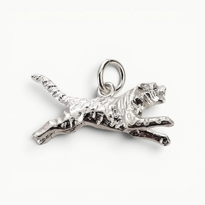 Sterling silver tiger charm pendant. Symbol of courage.