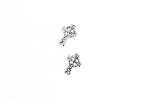 Irish Celtic Cross Stud Earrings Sterling Silver Ladies 