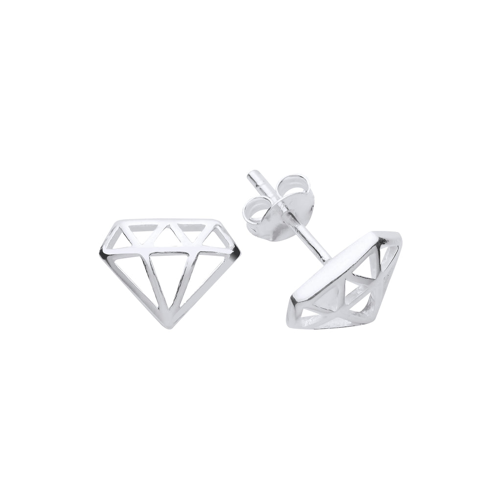 Sterling Silver Diamond Shape Stud Earrings