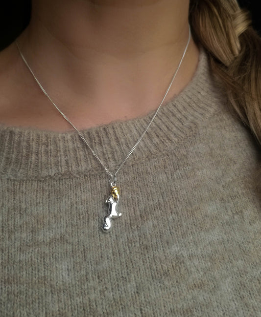 Ladies 925 Sterling Silver Squirrel and Acorn Pendant Necklace
