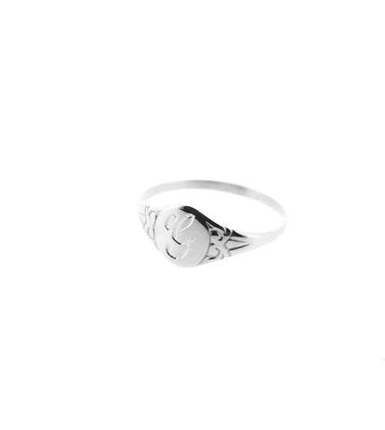 Personalised Letter Engraved Sterling Silver Oval Signet Ring Ladies Childrens