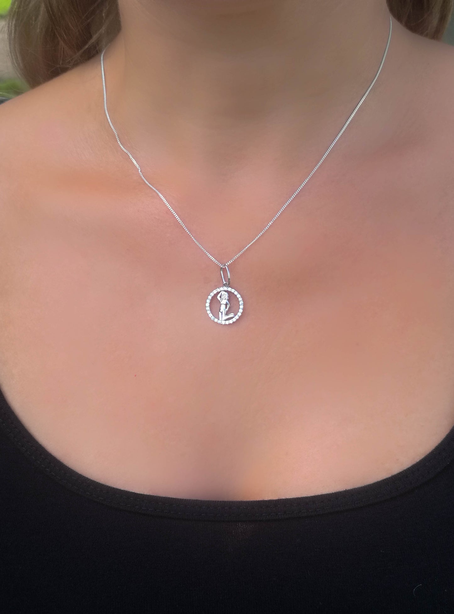 Sterling Silver Virgo Zodiac Star Sign Pendant Necklace 