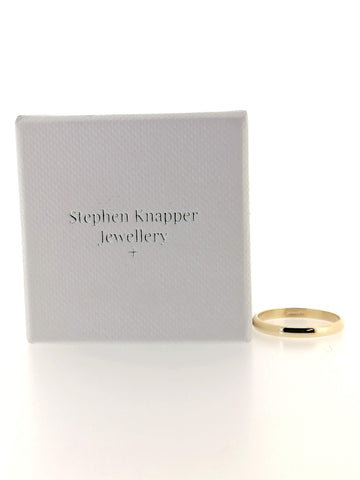 3mm D Shape Wedding Band Ring 9ct Yellow Gold