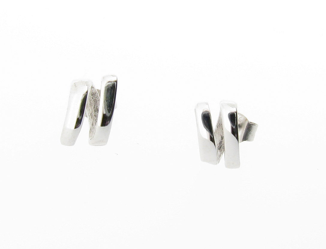 Fancy Design 9ct White Gold Stud Earrings