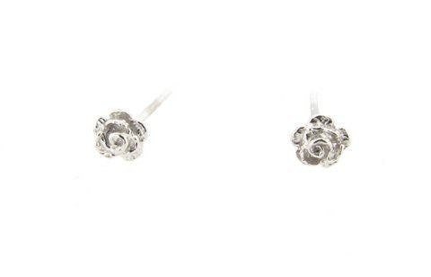 Sterling Silver Small Rose Flower Stud Earrings Ladies Children Floral Jewellery