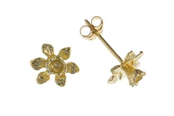 9ct Yellow Gold Daffodil Stud Earrings