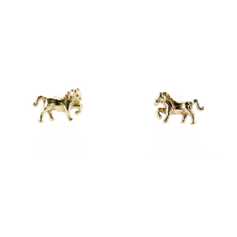 9ct Yellow Gold Prancing Pony Studs Earrings. The perfect jewelry gift for horse and animal lovers and is suitable for both ladies and children