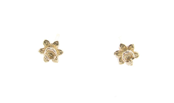 Ladies Solid 9ct Yellow Gold Small Daffodil Stud Earrings