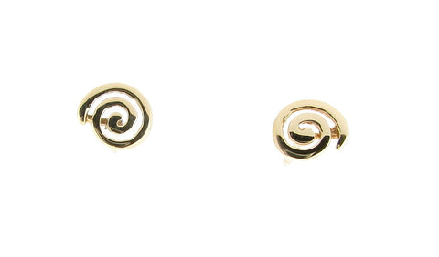 9ct Yellow Gold Taino Spiral Swirl Symbol Petroglyth Studs Earrings. The symbol of the journey through life, birth, growth, death and re-birth. Also is a symbol of cosmic energy. Ethically made Eco Friendly Jewellery 