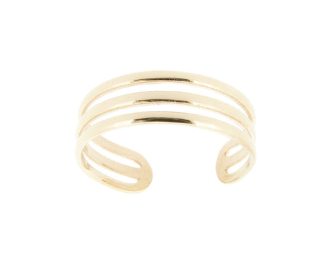 Ethically Made Eco Friendly Solid 9ct Yellow Gold Triple Band Adjustable Toe Ring Eco Gold Jewellery
