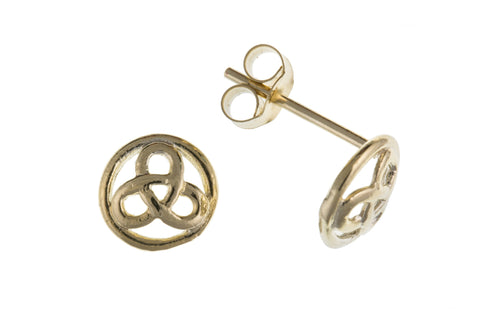 Solid 9ct Yellow Gold Irish Celtic Trinity Knot in Circle Eternal Life Symbol Ladies