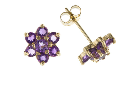Real Amethyst Star Cluster Stud Earrings February Birthstone