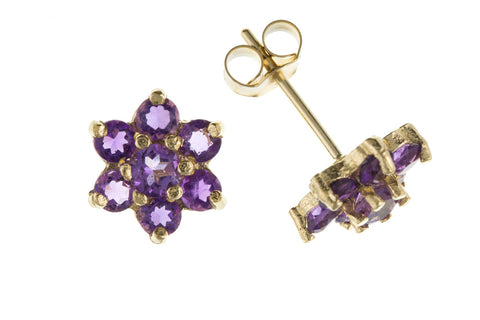 Real Amethyst Star Cluster Stud Earrings February Birthstone