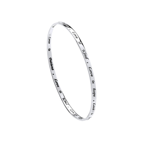 Sterling Silver Love Engraved Message Bangle