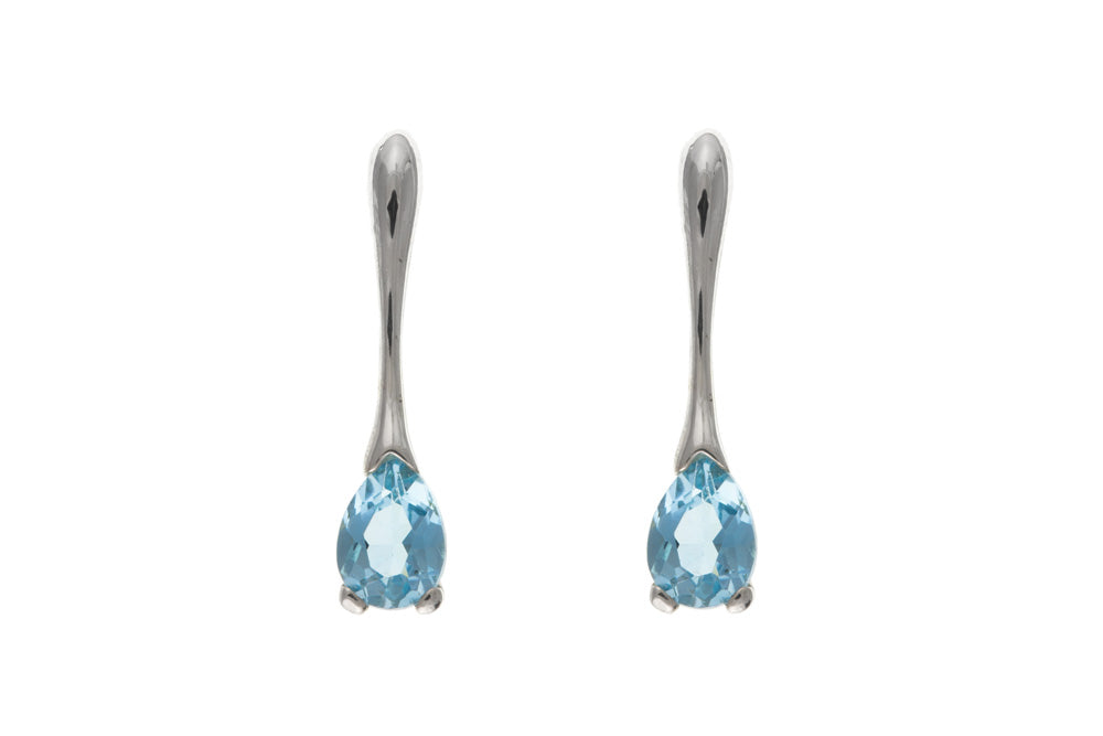 Ladies Sterling Silver Natural Sky Blue Topaz Drop Earrings November Birthstone