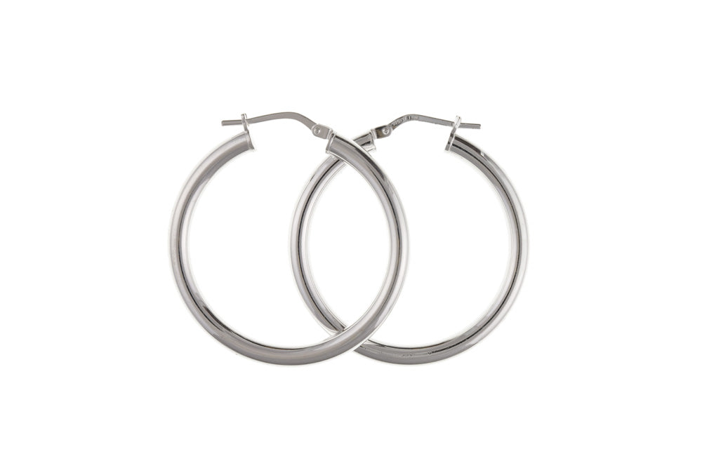 Small Large Medium Size Plain Heavy Creole Hoops Earrings Sterling Silver