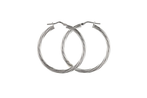 Large Small Size Twist Hoop Earrings Sterling Silver