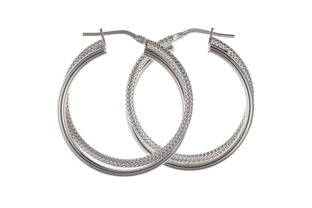 Double Hoop Creole Earrings Sterling Silver