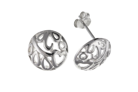 Filigree Design Stud Earrings Sterling Silver