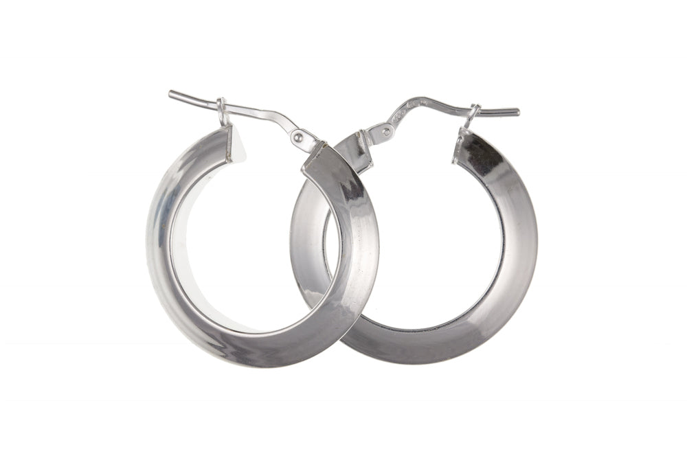 20mm Plain Flat Creole Hoops Earrings Sterling Silver
