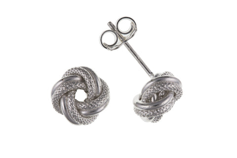 Textured Love Knot Studs Sterling Silver