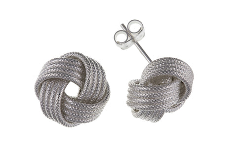 Sterling Silver Large Textured Love Knot Earrings