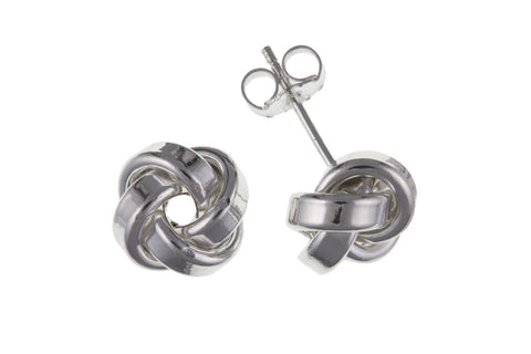 Plain Love Knot Stud Earrings Sterling Silver