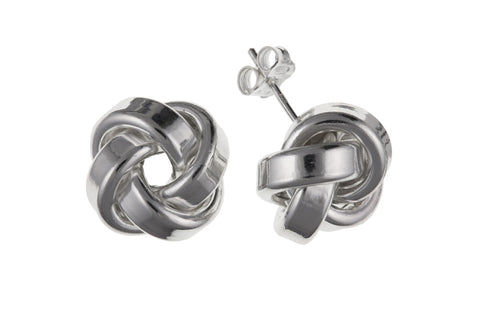 Sterling Silver Large Plain Love Knot Studs