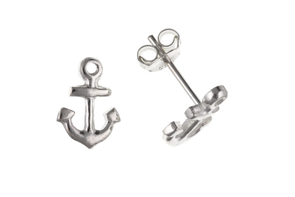 Sterling Silver Anchor Stud Earrings