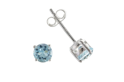 Ladies Classic 5mm Round Sky Blue Topaz Stud Earrings Sterling Silver November Birthstone