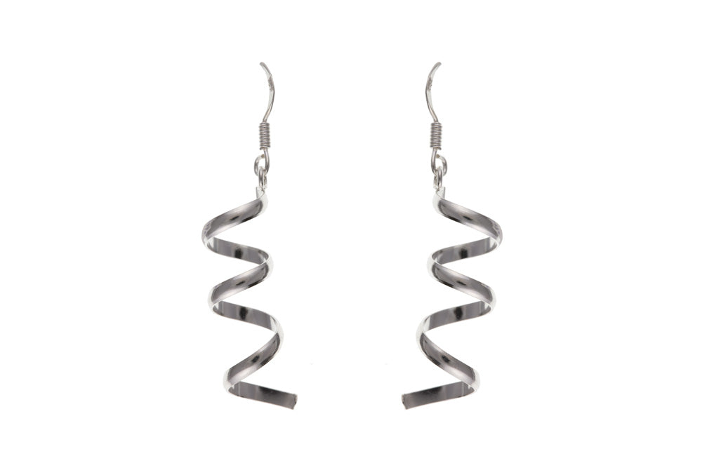 925 Sterling Silver Spiral Twist Style Drop Earrings