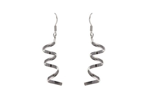 925 Sterling Silver Spiral Twist Style Drop Earrings