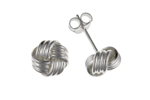 Love Knot Stud Earrings Solid Sterling Silver