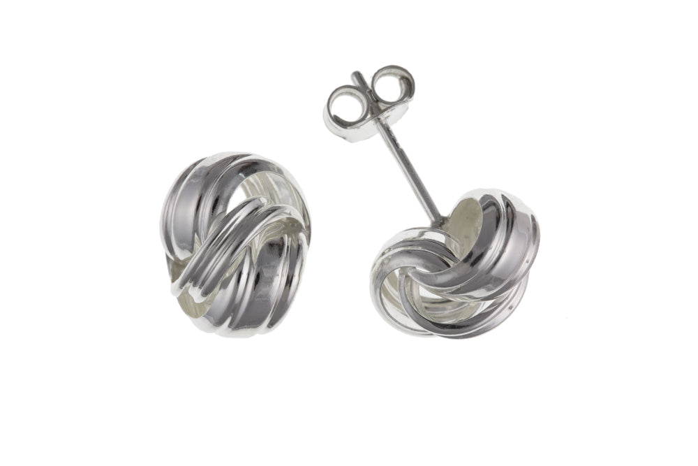 9mm Love Knot Stud Earrings Solid Sterling Silver