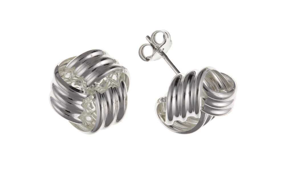 Large Love Knot Stud Earrings Sterling Silver