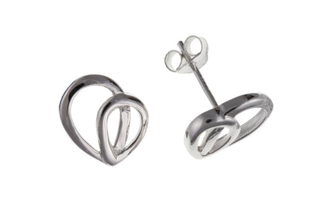 Sterling Silver Unique Heart Shape Stud Earrings