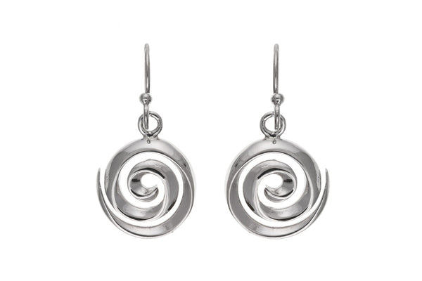 Spiral Swirl Dropper Earrings Sterling Silver