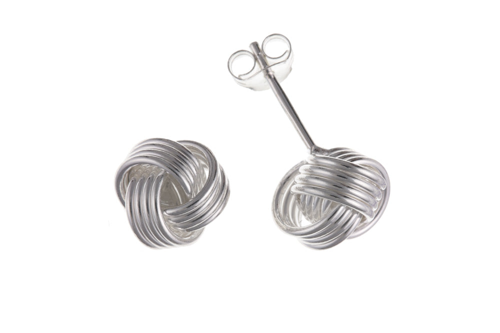 10mm Solid Sterling Silver Love Knot Studs