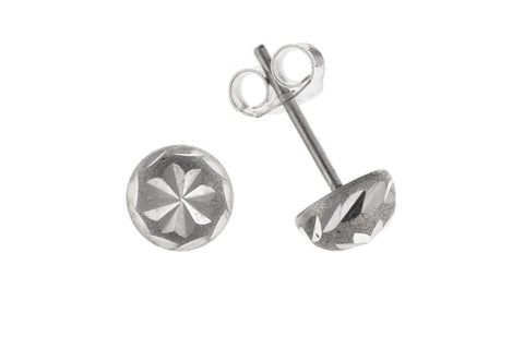 6mm Satin Half Dome Stud Earrings 925 Sterling Silver