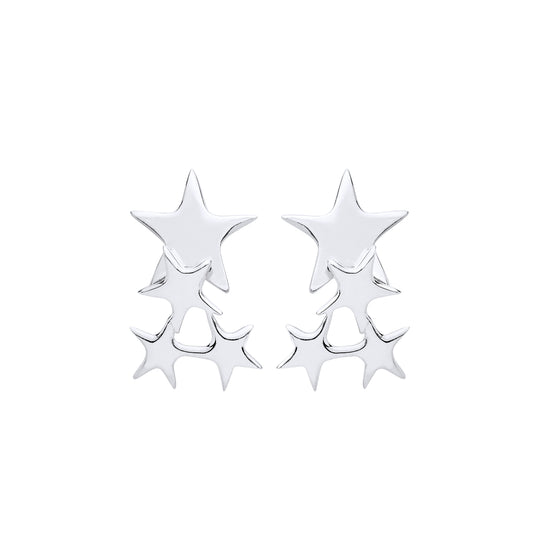 Multi Stars Stud Dropper Earrings Solid 925 Sterling Silver
