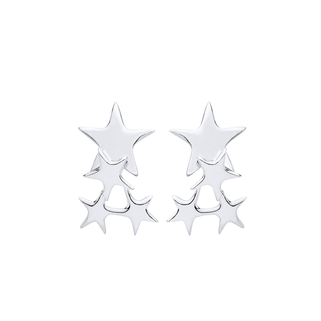 Multi Stars Stud Dropper Earrings Solid 925 Sterling Silver