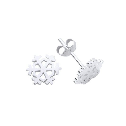 Christmas Snowflake Stud Earrings Solid 925 Sterling Silver