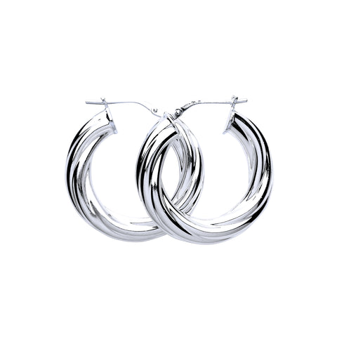 Round Twist Creole Hoop Earrings Sterling Silver