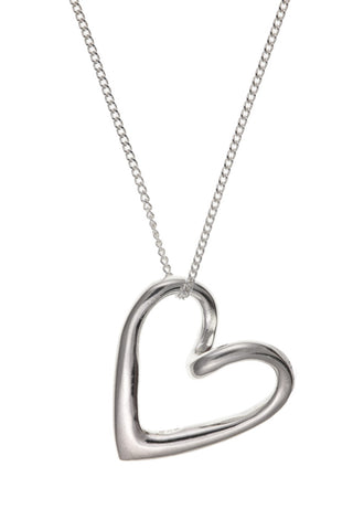 Floating Heart Pendant Necklace 925 Sterling Silver