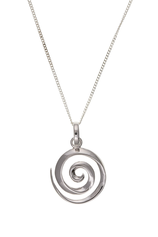 Swirl Spiral Pendant Necklace Sterling Silver