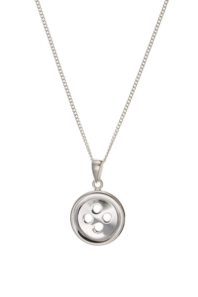 Button Pendant Necklace Solid 925 Sterling Silver