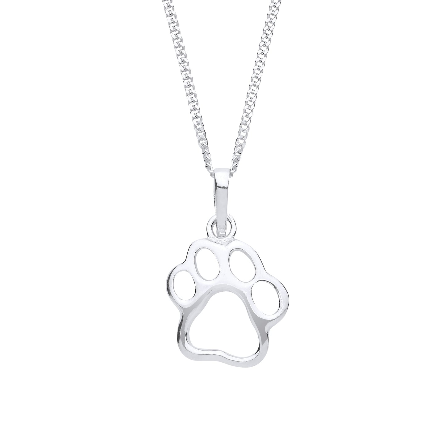 Dog Paw Print Pendant Necklace Sterling Silver Jewellery