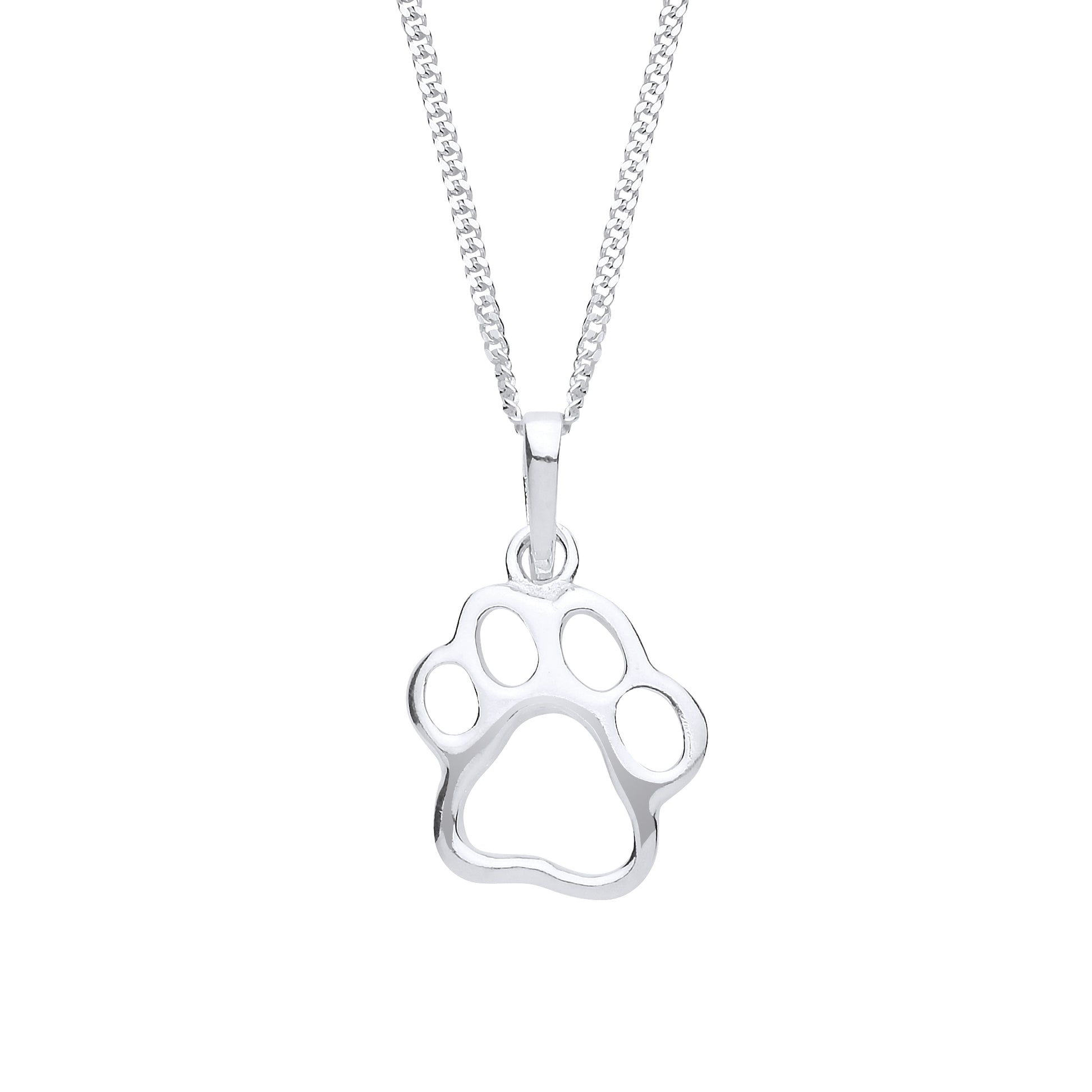 Dog Paw Print Pendant Necklace Sterling Silver Jewellery