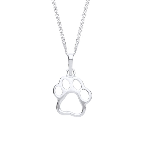 Dog Paw Print Pendant Necklace Sterling Silver Jewellery