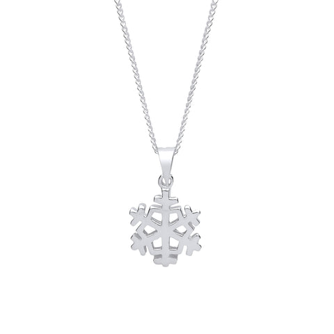 Snowflake Pendant Necklace Solid 925 Sterling Silver